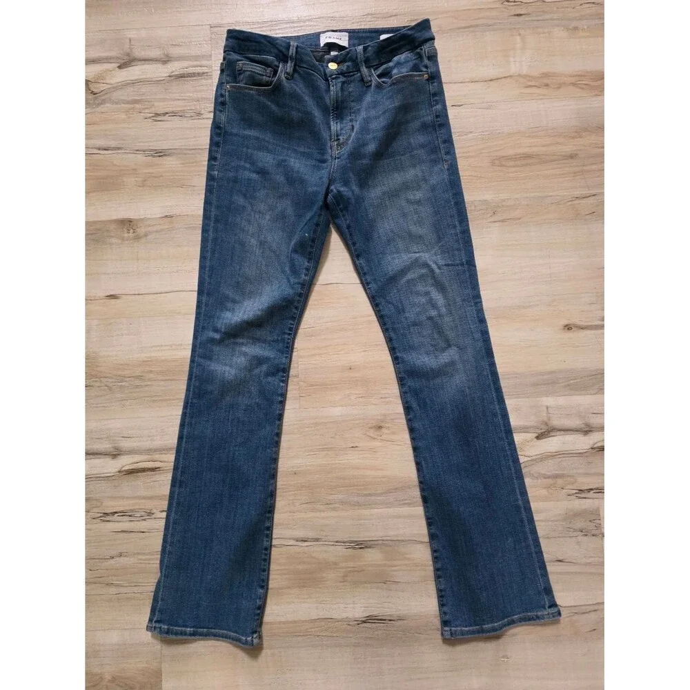 Frame Le Crop Mini Boot Medium Wash Denim Jeans Size 28